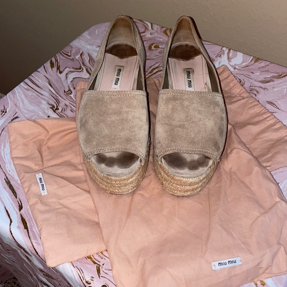 Miu Miu suede platform sandals! Worn but in very good condition.
